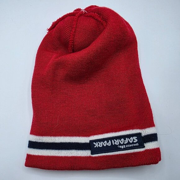 Los Angeles Angels San Diego Zoo Safari Park Adults Red Beanie Hat Winter Warm - Picture 4 of 6
